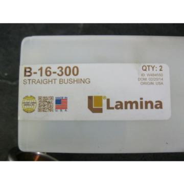 Set of 2 LAMINA B-16-300 Press Fit Straight Bearing Bushings 2&#034; ID, 2.5&#034; OD