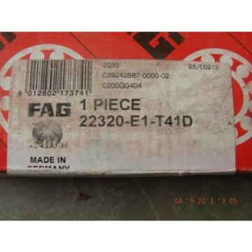 NEW FAG Spherical roller Bearings 22320-E1-T41D NIB