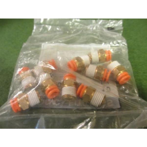 SMC KQ2H07-35S, Pack of 10 Pneumatic Fittings, 1/4 NPT 1/4 Tube OD Straight Male #1 image