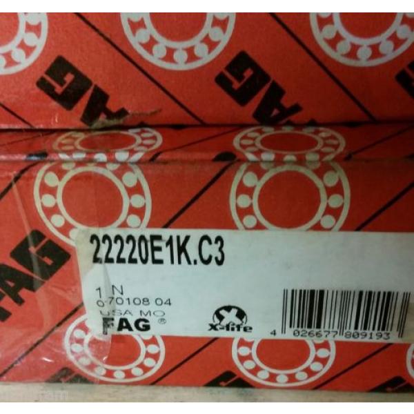 FAG (Schaeffler) - 22220-E1-K-C3 Spherical Roller Bearing 100mm ID #2 image