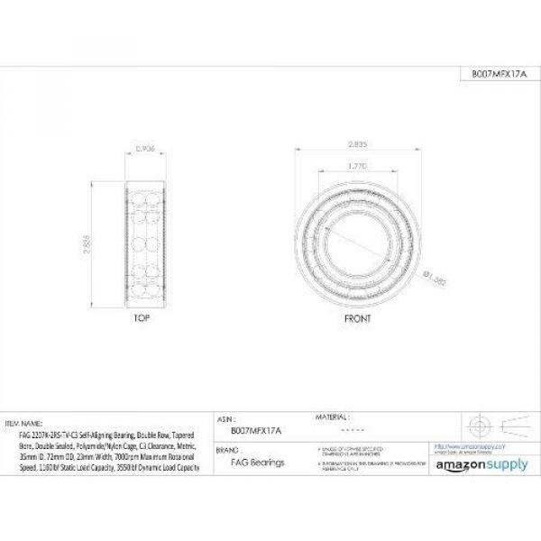 FAG Bearings FAG 2207K-2RS-TV-C3 Self-Aligning Bearing, Double Row, Tapered #2 image