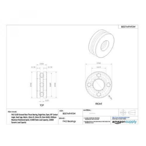 FAG Bearings FAG 51100 Grooved Race Thrust Bearing, Single Row, Open, 90° #2 image