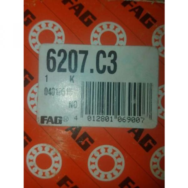 FAG 6207-C3 DEEP GROOVE BALL BEARING, SINGLE ROW, OPEN, STEEL CAGE, C3 (56) #3 image