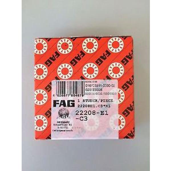 22208-E1-C3 - FAG BRAND - NEW IN BOX - FREE SHIPPING - SPHERICAL ROLLER BEARING #1 image