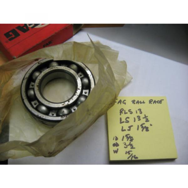 FAG RLS13  Ball race  bearing. 1 5/8&#034;id x 3 1/2&#034; od x 15/16&#034; wide. #2 image