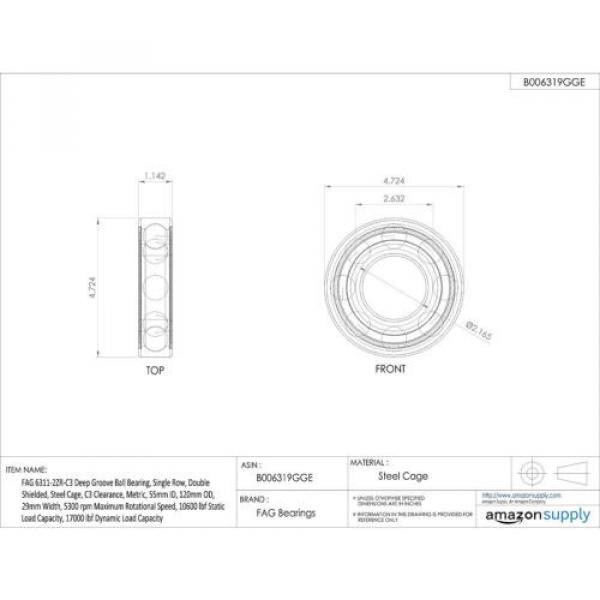 FAG 6311-2ZR-C3 Deep Groove Ball Bearing Single Row #2 image